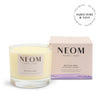 NEOM Bedtime Hero 3 Wick Candle on a white background with subscription roundel