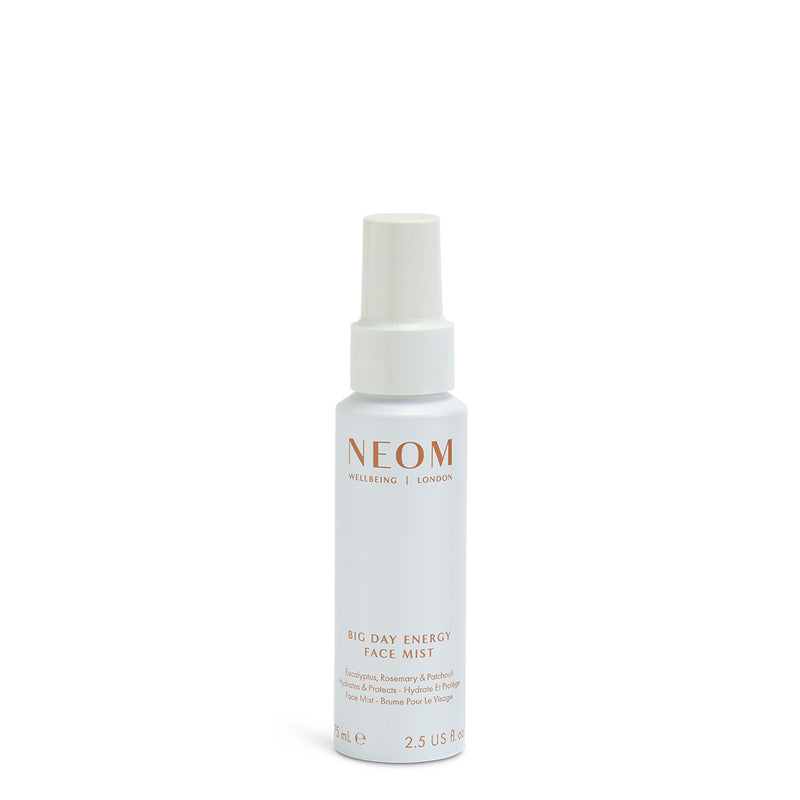NEOM Big Day Energy Face Mist bottle on a white background