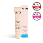 NEOM Calming Pen with packaging and two awards on a white background