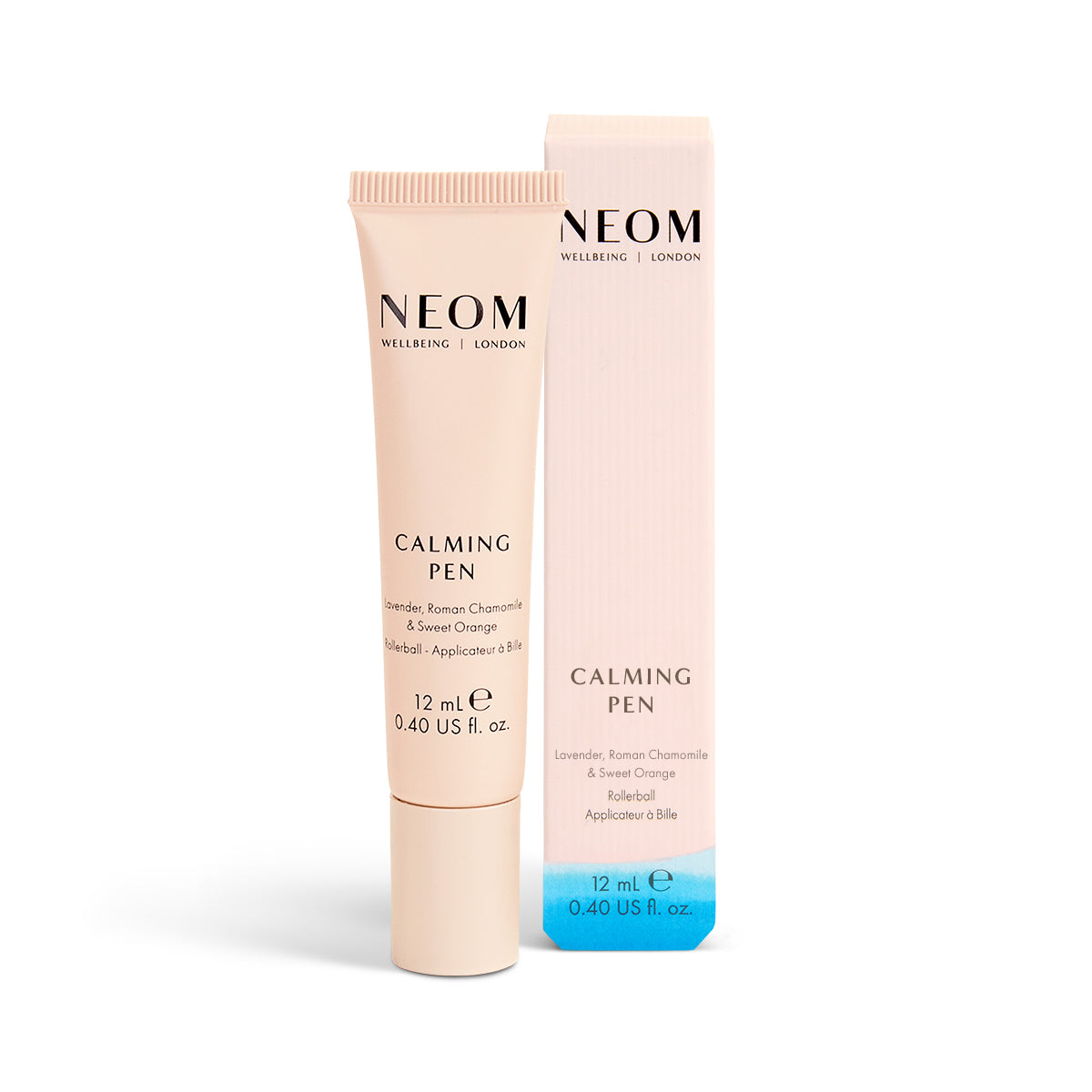 NEOM Calming Pen with packaging on a white background