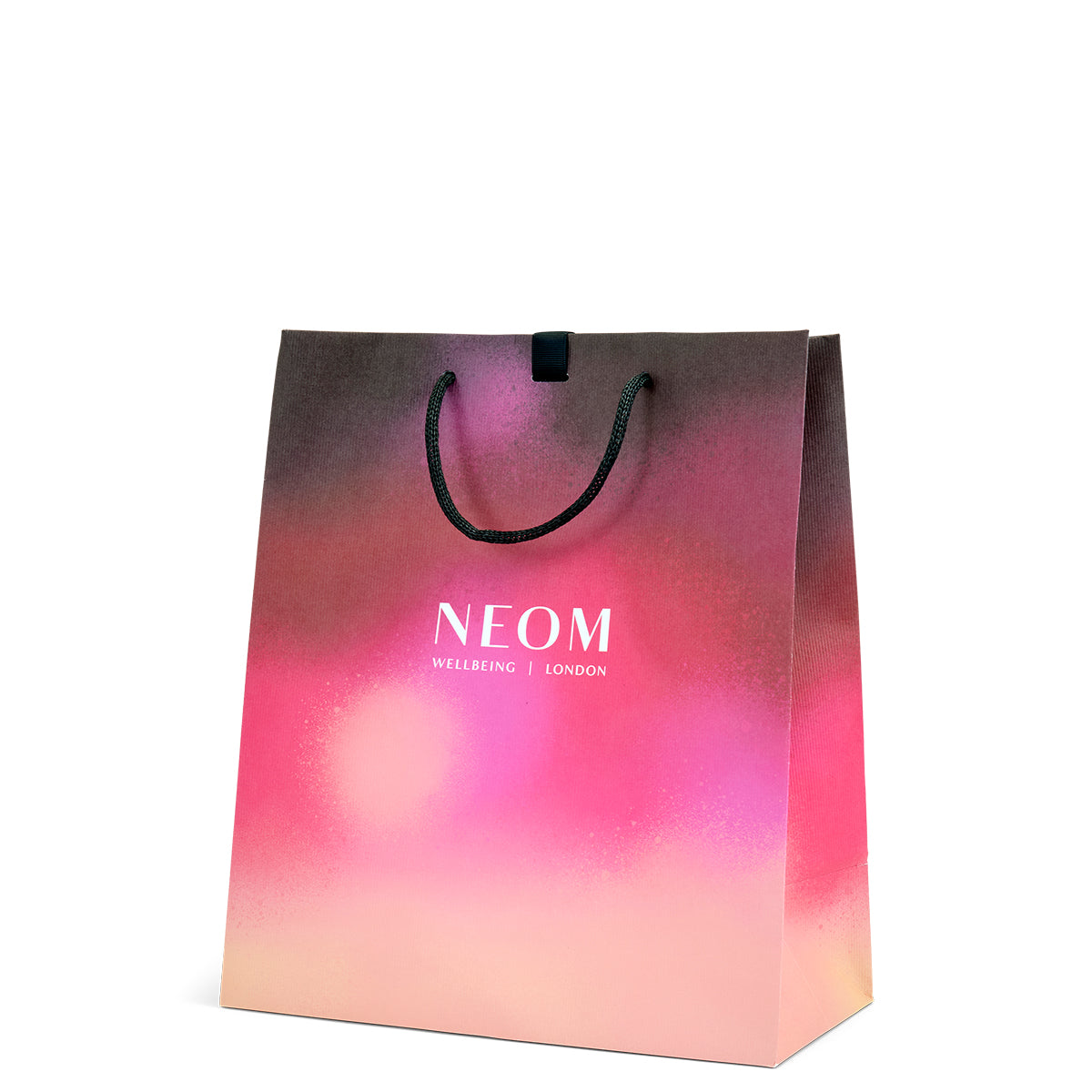 Gradient shopping bag with NEOM branding on a white background