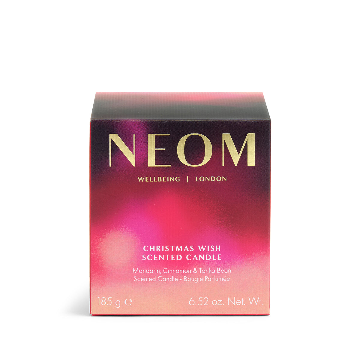 NEOM Christmas Wish scented candle packaging on a white background