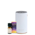 NEOM essential oil  and diffuser on a white background