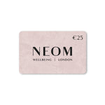 Pink card showing the NEOM logo and €25 denomination