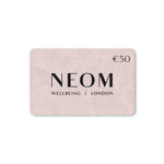 Pink card showing the NEOM logo and €50 denomination