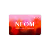NEOM gift card with colourful design on a white background
