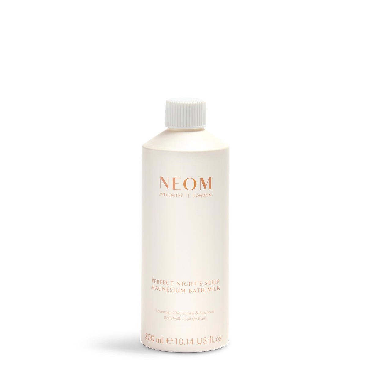 NEOM bottle of Perfect Night's Sleep Magnesium Bath Milk on a white background