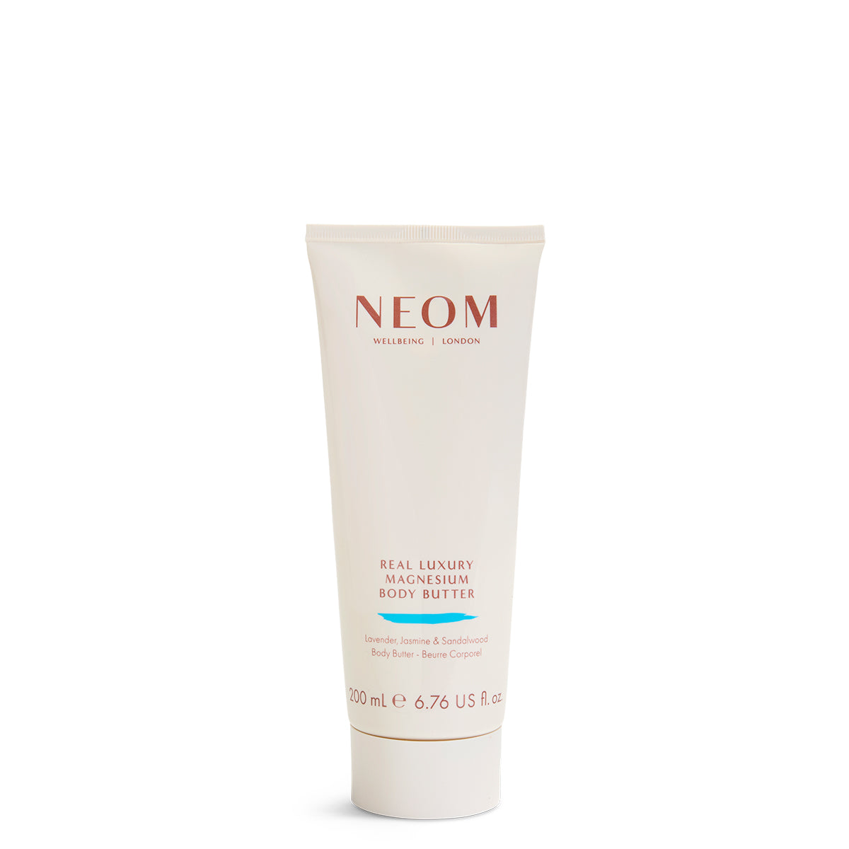 Neom body butter tube on a white background