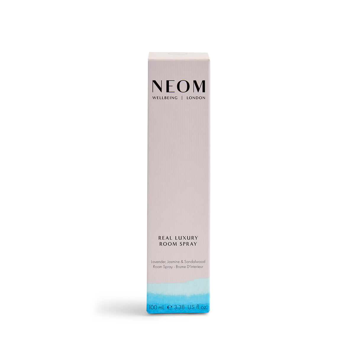 NEOM Real Luxury Room Spray packaging on a white background