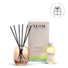 NEOM  diffuser set with bottle and packaging on a white background