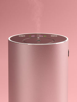 Rose gold Pod Mini+ on a pink background