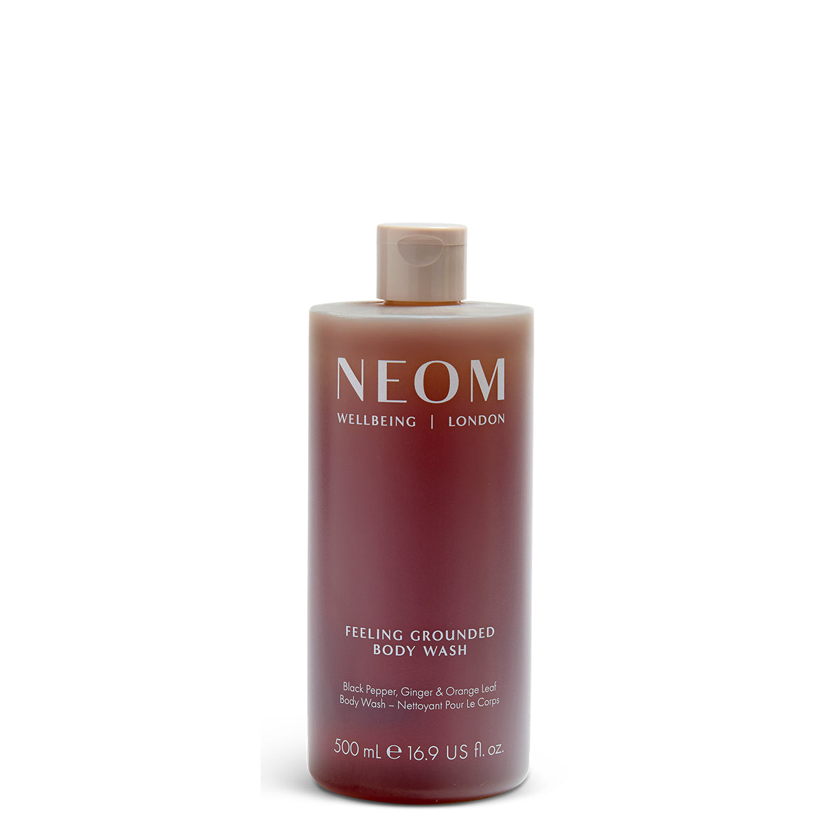 NEOM feeling grounded body wash on a white background