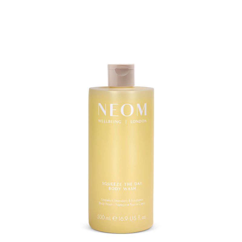 NEOM squeeze the day body wash on a white background